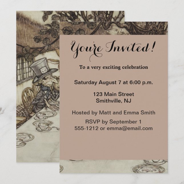 Invitation Alice Anniversaire Anniversaire Fête de la haine d (Devant / Derrière)