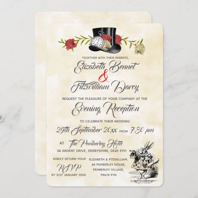 Invitation Alice au pays des merveilles (Devant / Derrière)