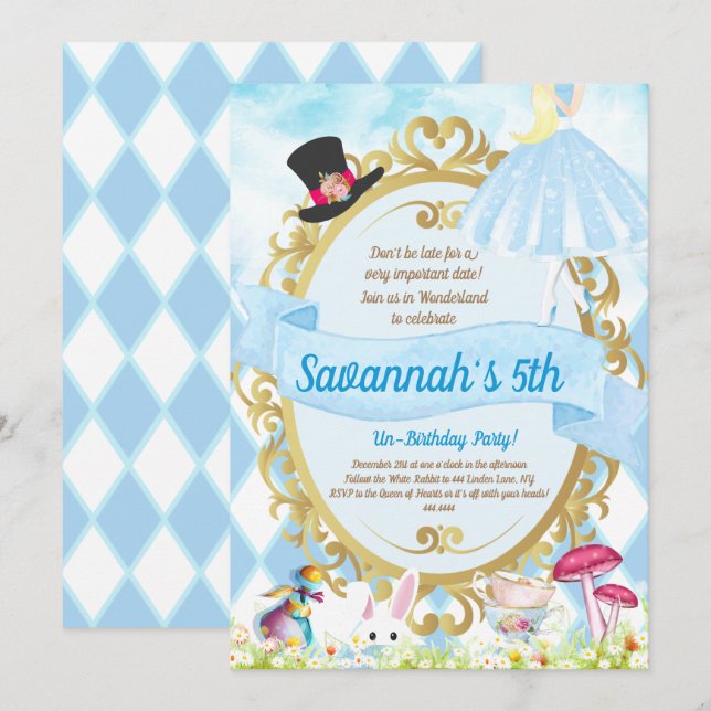 Invitation Alice au pays des merveilles (Devant / Derrière)