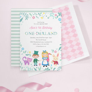 Invitation Alice au pays des merveilles 1er anniversaire d'