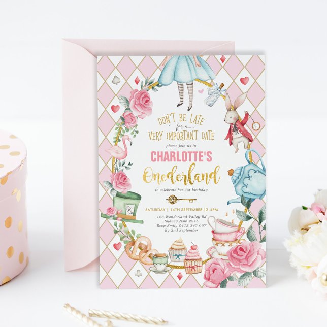 Invitation Alice au pays des merveilles 1er anniversaire de l (Créateur téléchargé)