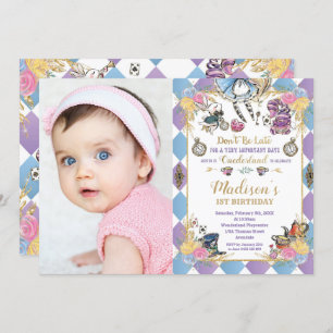 Invitation Alice au pays des merveilles 1er anniversaire Oned