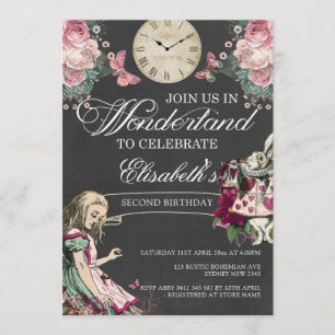 Invitation Alice au pays des merveilles Anniversaire