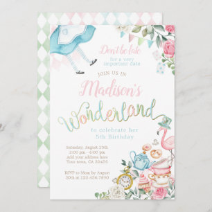 Invitation Alice au pays des merveilles Anniversaire
