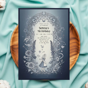 Invitation Alice au Pays des Merveilles Anniversaire Céleste