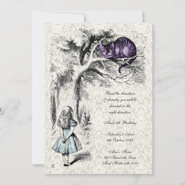 Invitation Alice au pays des merveilles : Anniversaire du Tea (Devant)