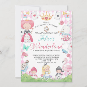 Invitation Alice au pays des merveilles Anniversaire lunaire