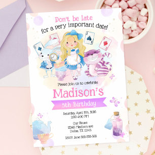 Invitation Alice au Pays des Merveilles Anniversaire Thé Part