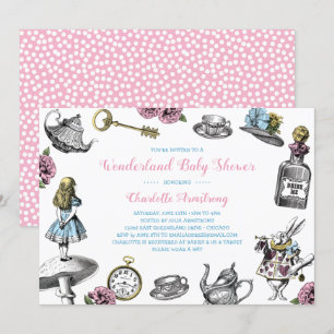 Invitation Alice au pays des merveilles Baby shower à points