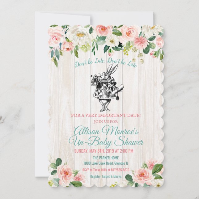 Invitation Alice au pays des merveilles Baby shower Invitatio (Devant)