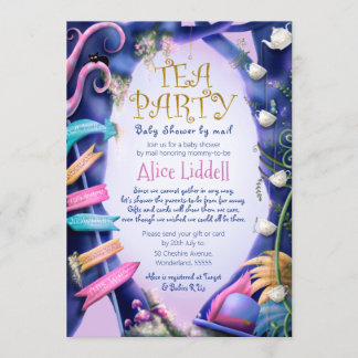Invitation Alice au pays des merveilles, baby shower par la p