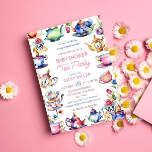 Invitation Alice au pays des merveilles baby shower tea party