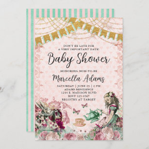 Invitation Alice au pays des merveilles Brousset & Baby showe