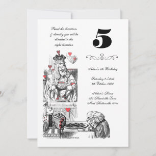 Invitation Alice au pays des merveilles Coeurs rouges Tea Par
