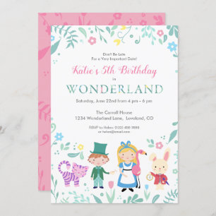 Invitation Alice au pays des merveilles fête d'anniversaire