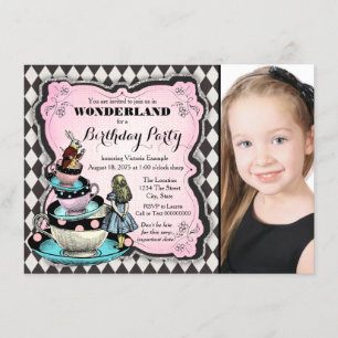 Invitation Alice au pays des merveilles fête d'anniversaire
