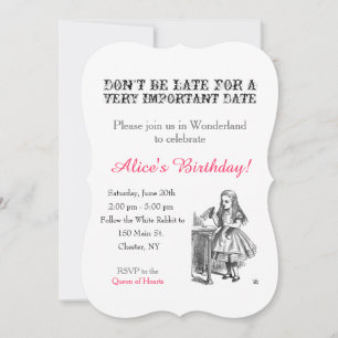 Invitation Alice au pays des merveilles fête d'anniversaire p