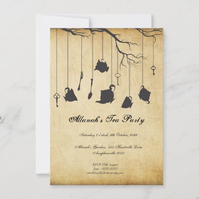 Invitation Alice au pays des merveilles fête d'anniversaire T (Devant)