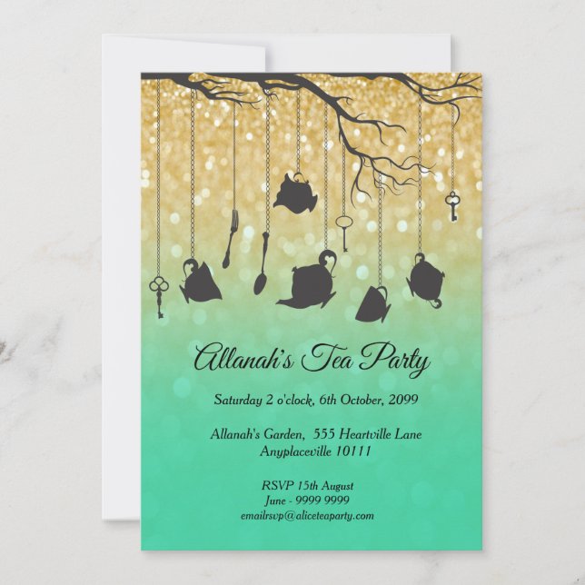 Invitation Alice au pays des merveilles fête d'anniversaire T (Devant)