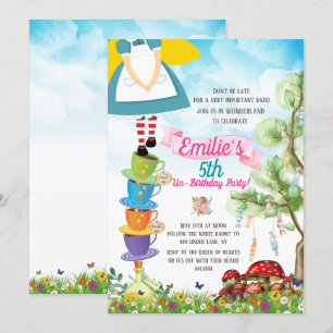 Invitation Alice au pays des merveilles Fête de l'anniversair