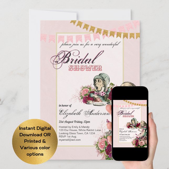 Invitation Alice au pays des merveilles Fête des mariées Invi (Créateur téléchargé)