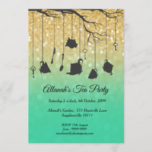 Invitation Alice au pays des merveilles fête du thé anniversa