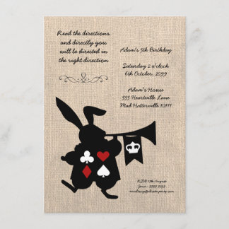Invitation Alice au pays des merveilles Fête du thé de Burlap