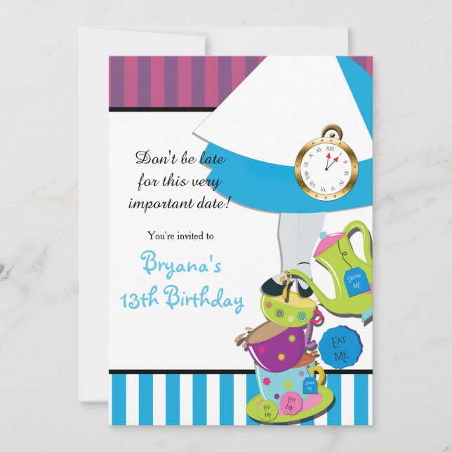 Invitation Alice au pays des merveilles Fête du THÉ MAD Anniv (Devant)