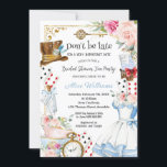 Invitation Alice au pays des merveilles Fleur Fête des mariée<br><div class="desc">Personnalisez cette invitation fantaisiste Alice in Wonderland Tea Party facilement et rapidement,  appuyez simplement sur le bouton Modifier à l'aide des outils de conception pour réorganiser et formater le style et le placement du texte. c) Le Happy Cat Studio.</div>