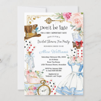 Invitation Alice au pays des merveilles Fleur Fête des mariée