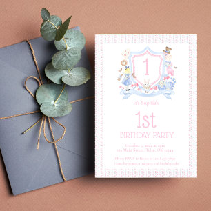 Invitation Alice au pays des merveilles Monogram Crest Invita