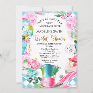 Invitation Alice au pays des merveilles ne pas être Fête des 