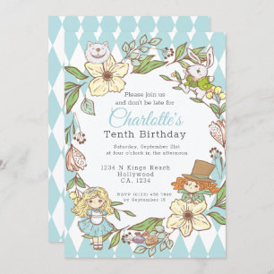 Invitation Alice au pays des merveilles Parti personnalisé