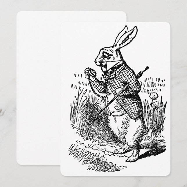 Invitation Alice au pays des merveilles Regarder le lapin bla (Devant / Derrière)