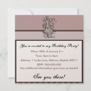 Invitation Alice Au Pays Des Merveilles (Rose)