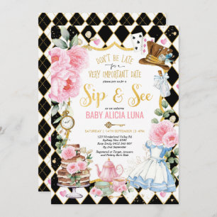 Invitation Alice au pays des merveilles Sip & See Tea Party B
