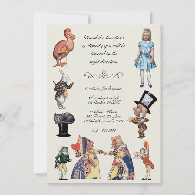 Invitation Alice au pays des merveilles - Sorties de découpe  (Devant)