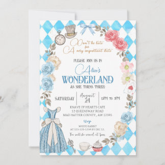 Invitation Alice au pays des merveilles, Thé d'anniversaire p