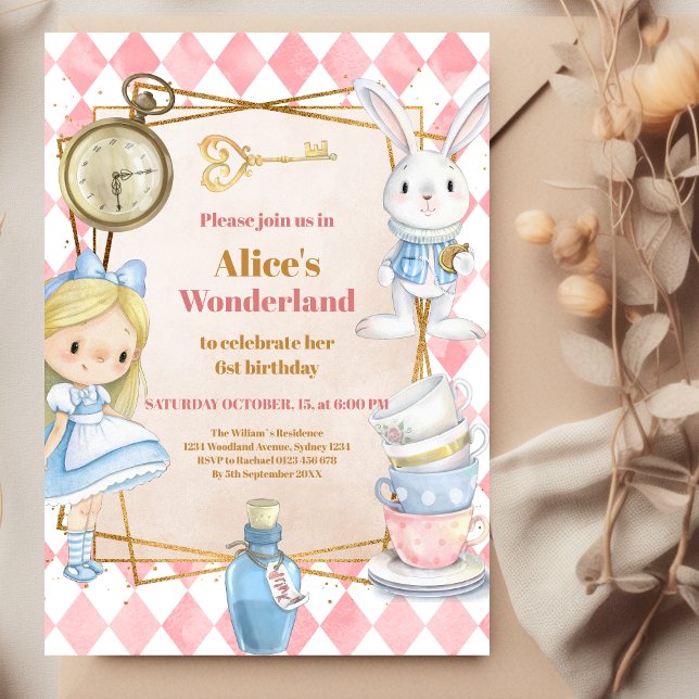 Invitation Alice au pays des merveilles Un derland 1er annive (Créateur téléchargé)