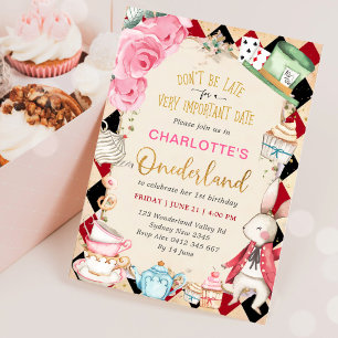 Invitation Alice au Pays des Rêves Fête d'anniversaire Thé Fo