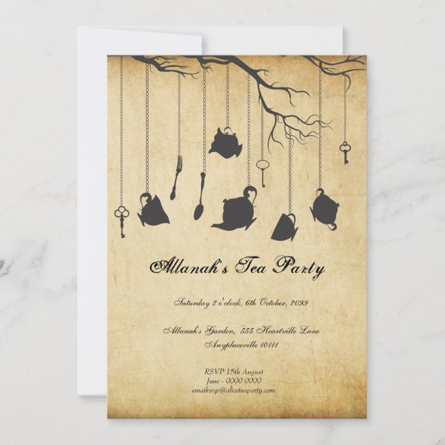 Invitation Alice au thé d'anniversaire d'Unbirthday du pays (Devant)