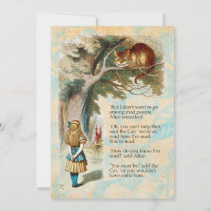 Invitation Alice Aventures au Pays des Merveilles Chat de Che