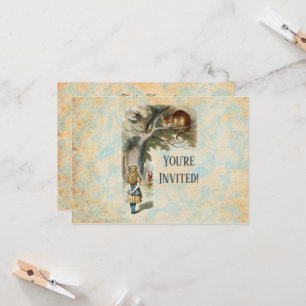 Invitation Alice Aventures au Pays des Merveilles Chat de Che