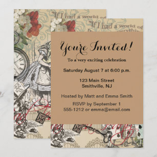 Invitation Alice Aventures au Pays des Merveilles Rideau Clas