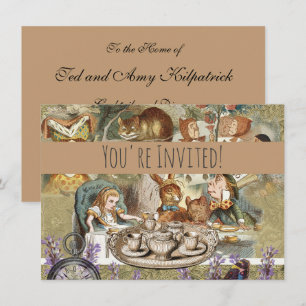 Invitation Alice Aventures Classique Wonderland Thé à la Fête