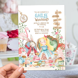 Invitation Alice Aventures dans Woderland Anniversaire Tea Pa