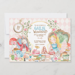 Invitation Alice Aventures dans Woderland Anniversaire Tea Pa