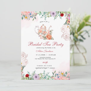 Invitation ALICE Blush Floral Bridal Tea Party Brunch Douche