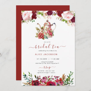 Invitation ALICE Blush Floral Bridal Tea Party Brunch Douche