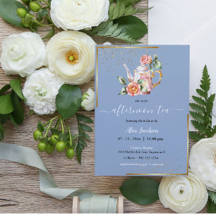 Invitation ALICE Blush Floral Bridal Tea Party Brunch Douche